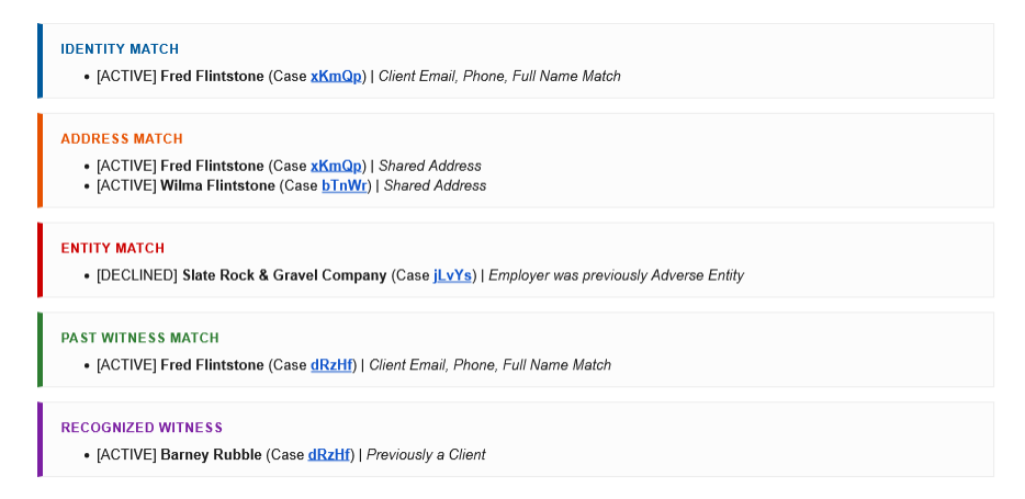 Color-coded conflict alert boxes in notification email
