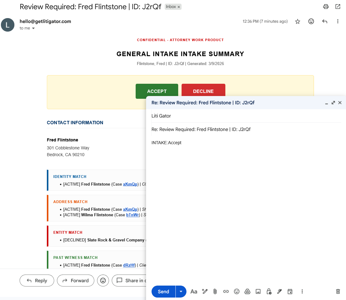 Pre-filled Accept email compose window